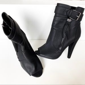 Black Zipper Heeled Booties